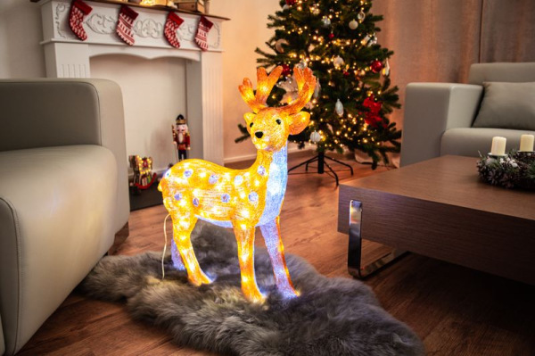 Dekorácia MagicHome Vianoce, Jeleň, sob, 80 LED, studená biela, akryl, IP44, exteriér, 46x27x63 cm 1