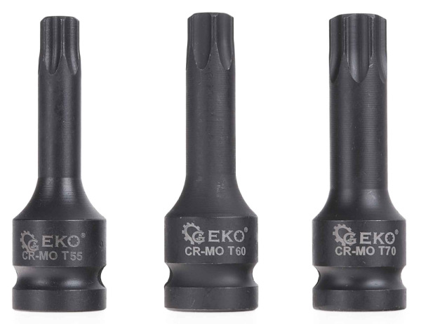 Sada úderových TORX hlavíc 1/2", T20 - T70, 9-dielna, GEKO 4