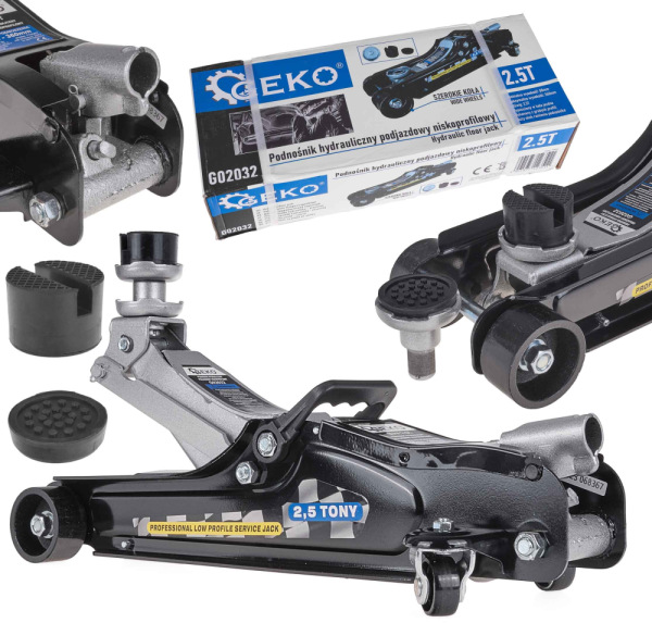 Zdvihák hydraulický pojazdný nízky 2.500 kg, 85-380 mm, kartón, GEKO