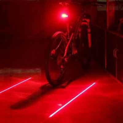 Lampa na bicykel červená zadná časť + laserové čiary, PRO-TECHNIK 1