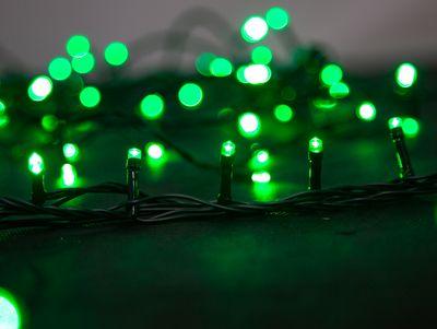 Reťaz MagicHome Vianoce Serpens, 100 LED zelená, 8 funkcií, 230 V, 50 Hz, s adaptérom, IP44, exterié