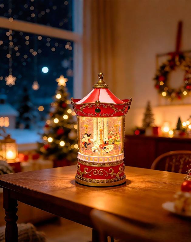 Dekorácia MagicHome Vianoce, Kolotoč, LED teplá biela, 3xAA, 12,3x12,3x24,5 cm 1