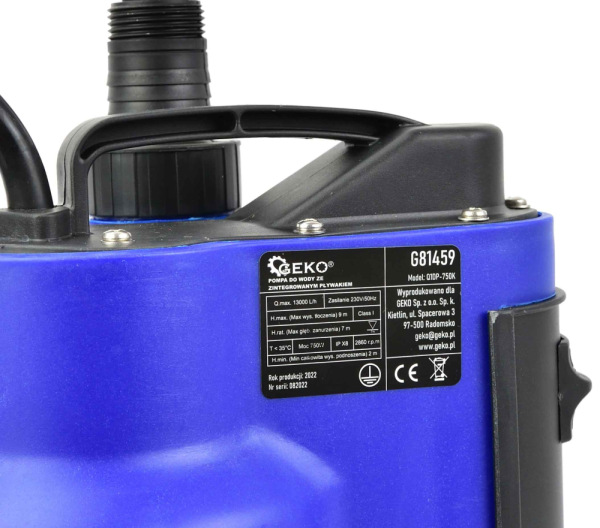 Čerpadlo kalové so zabudovaným plavákom 230 V/50 Hz, 13.000 l/h, 750 W, hrdlo 1", GEKO 4