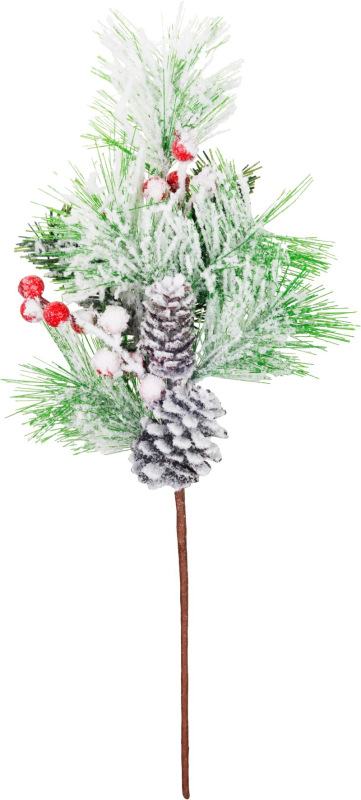 Vetvička MagicHome Vianoce, so šiškami, zasnežená, 45 cm