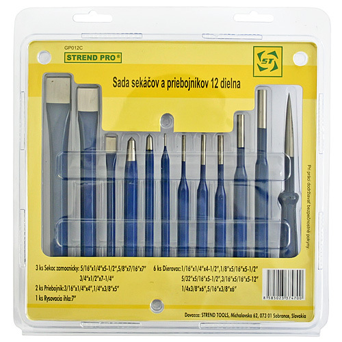 Sada sekáčov a priebojníkov Strend Pro TSE012C, 12 dielna