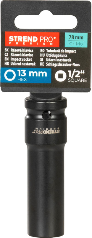 Nadstavec Strend Pro Premium, rázový, predĺžený, 1/2", 6-hran, CrMO, 13 mm