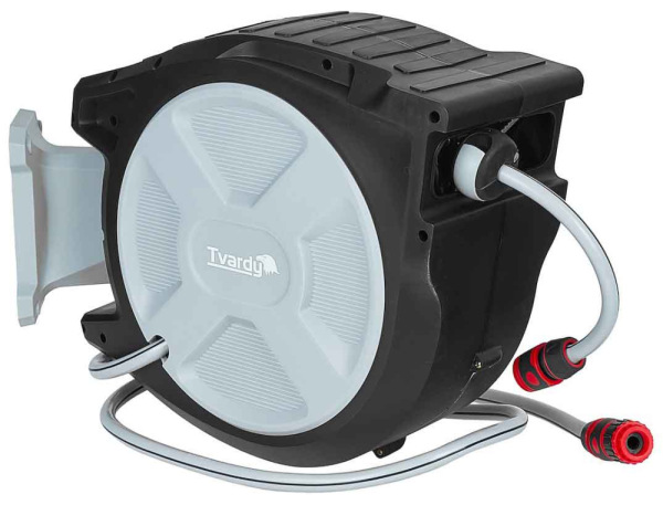 Navíjací bubon s držiakom na stenu so záhradnou 1/2" hadicou 25 m, TVARDY 16