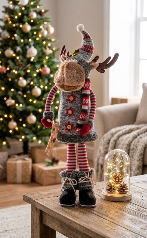 Dekorácia MagicHome Vianoce, Sobia laň, stojaca, 81 cm 1