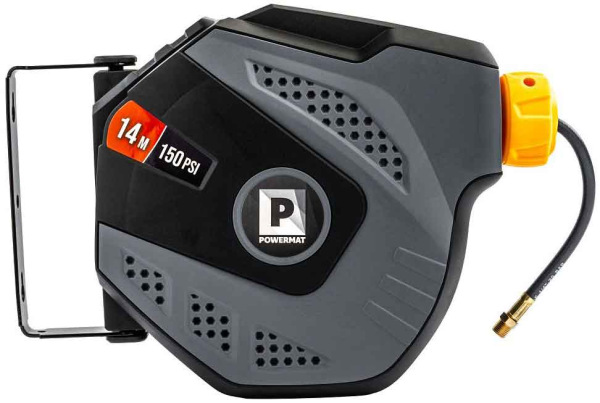 Navíjací bubon s držiakom na stenu s hadicou na vzduch, 6,5 x 10 mm, dĺžka 14 m, POWERMAT 5