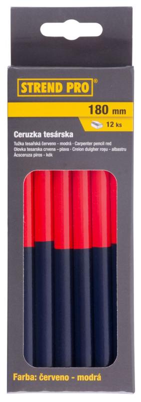 Ceruzka Strend Pro CP0658, tesárska, 175 mm, oválna, červená/modrá tuha, bal. 12 ks