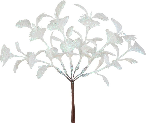 Vetvička MagicHome Vianoce, biela, 17 cm