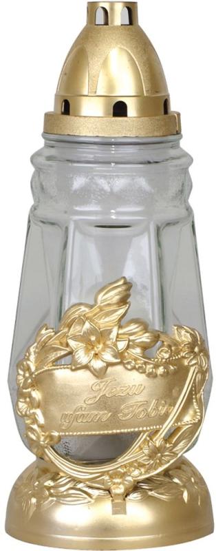 Kahanec Grave, číre sklo, zlatý, 40 h, 110 g, výška 29 cm, na hrob