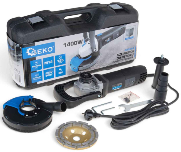 Brúska na betón a omietky 125 mm, 1400 W regulácie otáčok 2 800-10 000 ot/min, GEKO 1