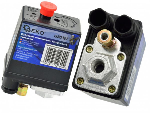 Tlakový spínač na kompresor 12 bar, 230V, GEKO