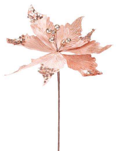 Kvet MagicHome Vianoce, Poinssetia, medený, stonka, veľkosť kvetu: 31 cm