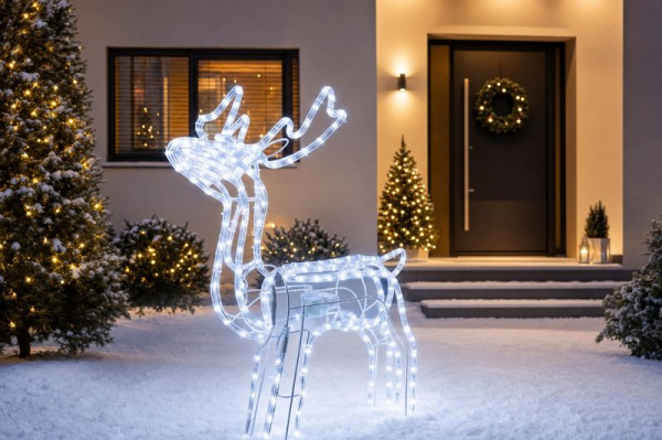 Dekorácia MagicHome Vianoce, Sob, 216x LED studená biela, s otočnou hlavou, GS IP44 transformátor, e 1