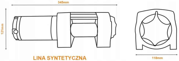 Naviják elektrický, 12 V, 800W, max. ťah 1814 kg, syntetické lano 6 mm, MAR-POL 8