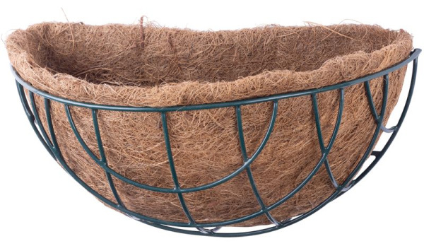 Kvetináč Strend Pro LC-CocoB-30, 30x14x13 cm, oceľ/kokos, nástenný polkruh