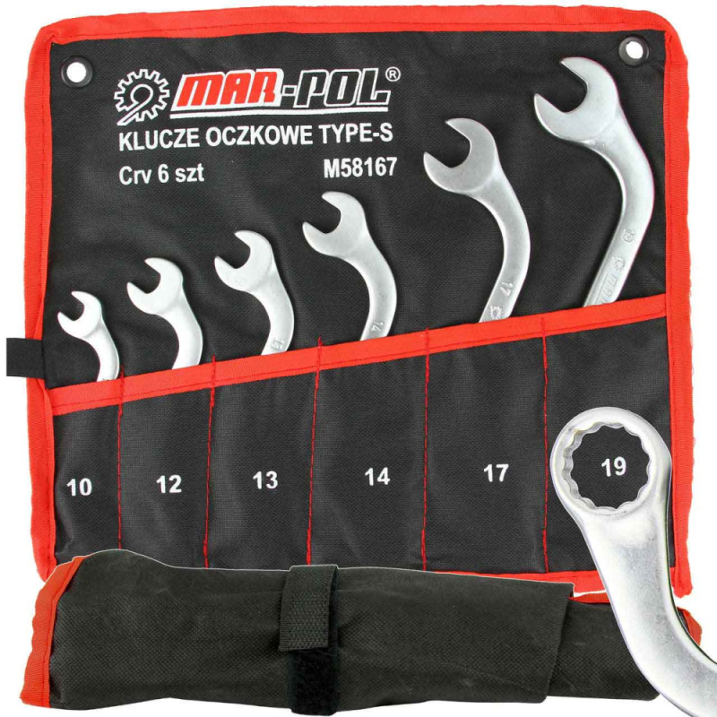 Sada vyhnutých očkoplochých kľúčov, 10-19 mm, MAR-POL 6