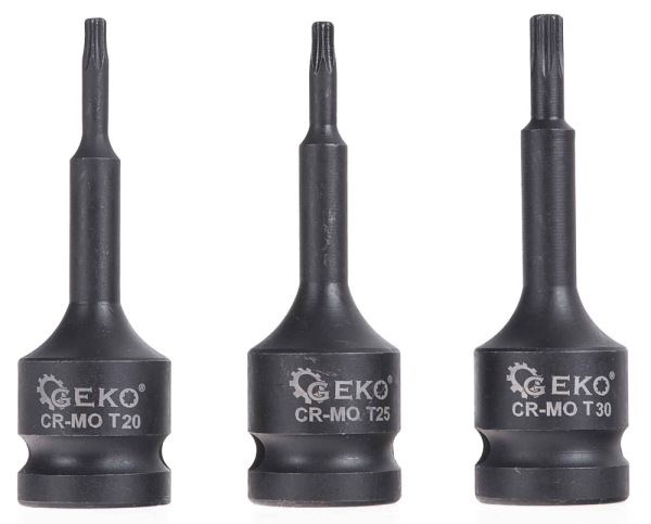 Sada úderových TORX hlavíc 1/2", T20 - T70, 9-dielna, GEKO 2