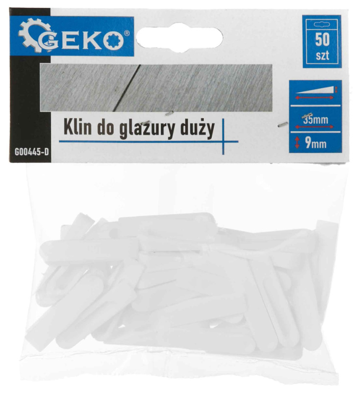 Montážne plastové kliny na dlažbu a obkladačky 35 x 9 x 9 mm, 100 ks, GEKO