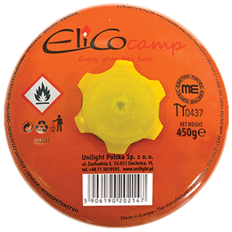 Plynová kartuša s propan-butanom 450 g, pripojenie na závit 7/16", ELICO 2