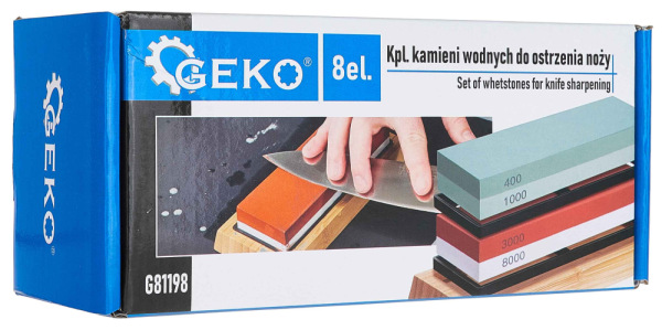 Sada brúsnych kameňov s vodiacou lištou a koženým pásom, zrnitosť 400-8000, GEKO 11