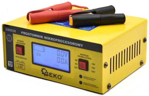 Nabíjačka batérii mikroprocesorová LCD 6/12/24V, 6-150 Ah, nabíjací prúd 10 A, GEKO