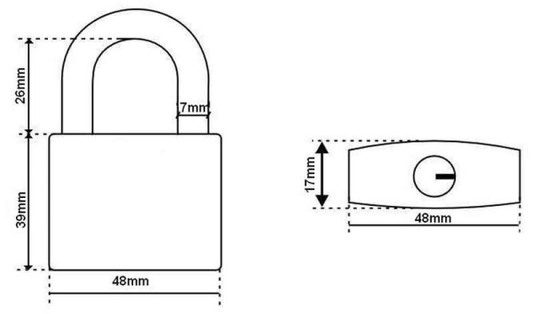 Zámok visiaci liatinový, farebný AB-50 mm, XL-TOOLS 5