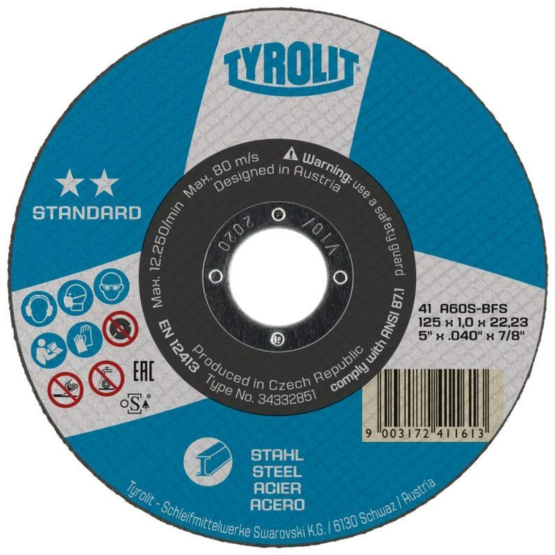 Kotuc Tyrolit 125x2,5mm, 41, A30S-BF, oceľ, Standard **