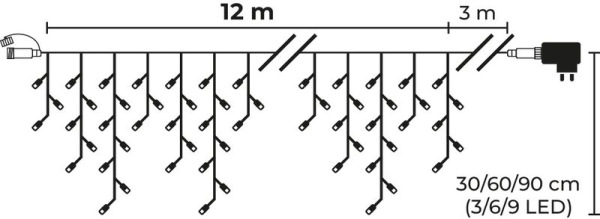 Reťaz MagicHome Vianoce, časovač, 306xLED, teplá biela, 10 funkcií, 12 m, IP44 2