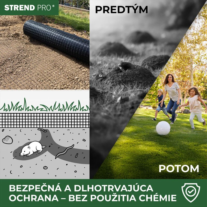 Sieť proti krtom GrassGuard, oko 16x16 mm, 2 m, L-200 m, do zeme, proti krtkom 6
