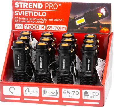 Svietidlo Strend Pro Flashlight NX1040, 3 W, 70+65 lm, s bočným svetlom, Zoom, 1xAA, Sellbox 12 ks 7