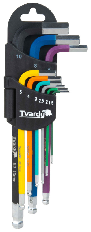 Sada farebných imbusových kľúčov 1,5-10 mm, 9-dielna, S2, TVARDY 1