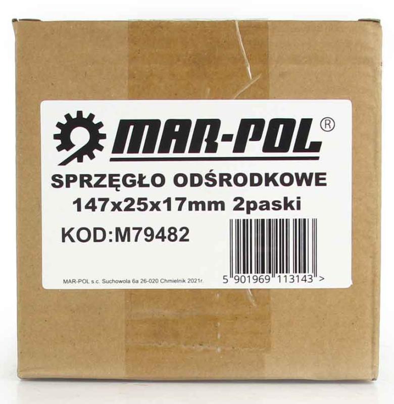 Odstredivá spojka pre motor, priemer 147 mm, hriadeľ 25 mm, 2 remenice, MAR-POL 3