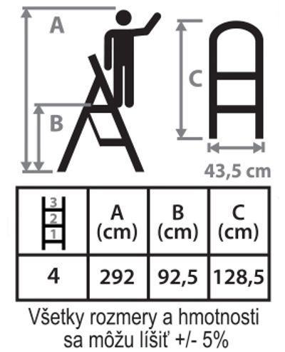 Schodíky Strend Pro LFD140 4 stupienkové, oceľové, EN14183, nosn. 150 kg 5