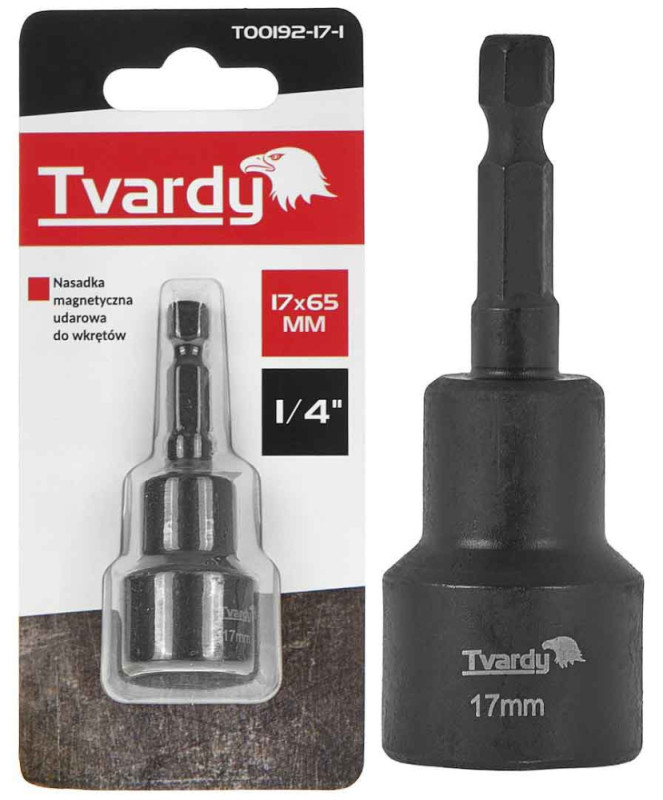 Adaptér úderový 1/4" 6 hran magnetický 17x48 mm, TVARDY