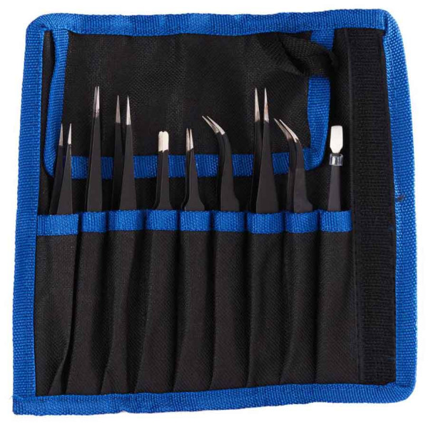 Sada antistatických nerezových pinziet, 9-dielna sada, GEKO 10