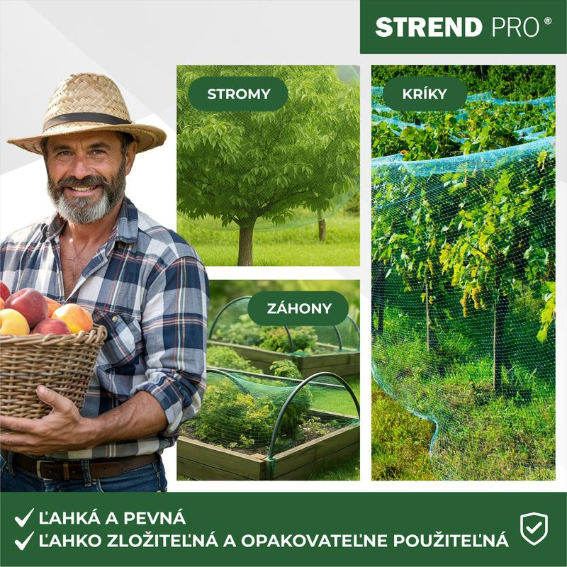 Sieť Strend Pro, 2x10 m, oko 18 mm, proti vtákom, PE 1