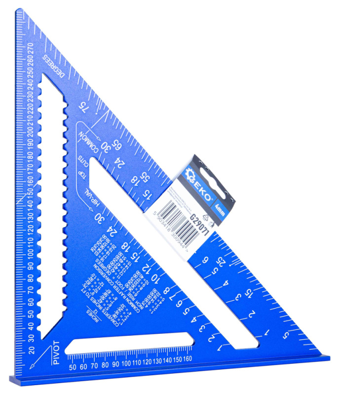 Uholník trojramenný stolársky s príložníkom 300 x 300 x 430 mm x 4 mm, GEKO 5