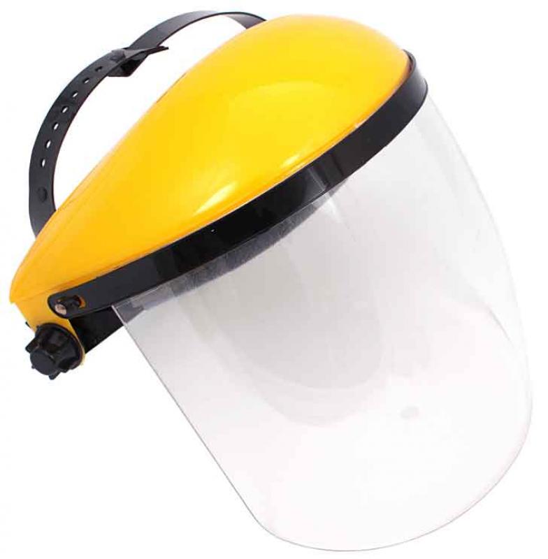 Ochranný štít na tvár z polykarbonátu s krytom hlavy, hrúbka 1,5 mm, XL-TOOLS