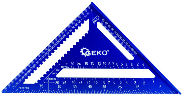 Uholník trojramenný stolársky s príložníkom 300 x 300 x 430 mm x 4 mm, GEKO 2
