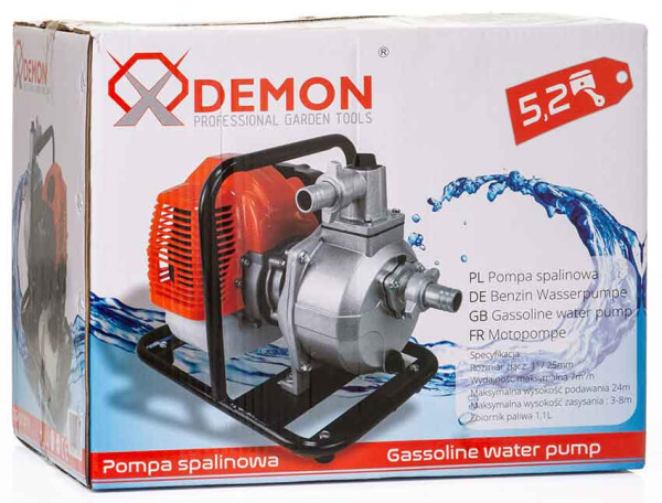 Čerpadlo na vodu motorové, 150-300 l/min, sacia výška 8 m, výtlak 25m, 43 cm3, hrdlo 1" 19