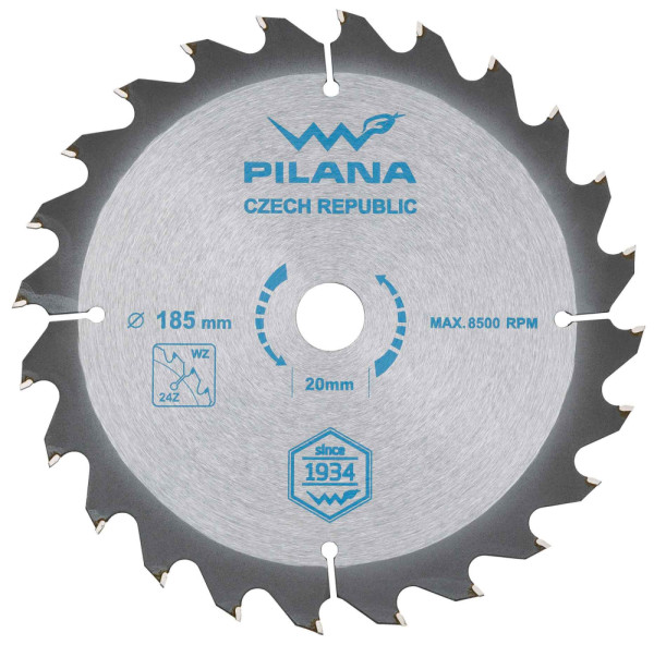 Pílový kotúč s SK plátkami 185x2,0x20 zuby 24 WZ, PILANA