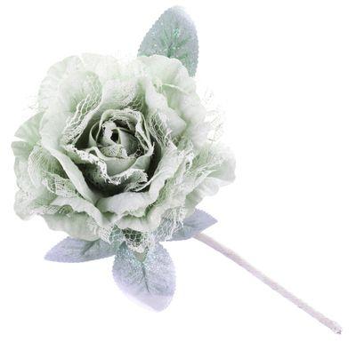 Kvet MagicHome, pivónia s listom, svetlozelená, stonka, veľkosť kvetu: 12 cm, dĺžka kvetu: 23 cm, ba