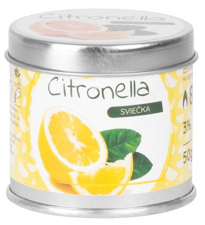 Sviečka Citronella, repelentná, plechová dóza, 50 g, 55x55 mm, Sellbox 12 ks 1