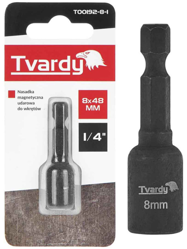 Adaptér úderový 1/4" 6 hran magnetický 8x48 mm, TVARDY
