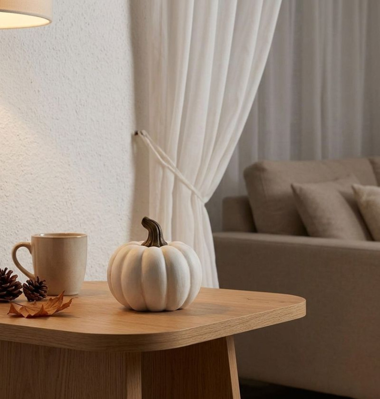 Dekorácia MagicHome Nature, Tekvica biela, terakota, 7,5x7,5x10 cm 1