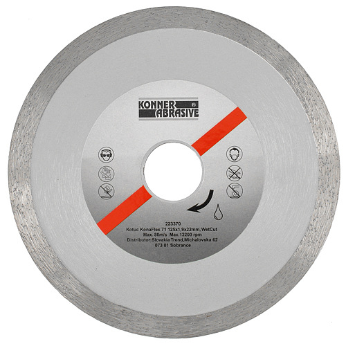 Kotúč diamantový KONNER KonaFlex 71 125x1,9x22 mm, WetCut, mokré rezanie, plný