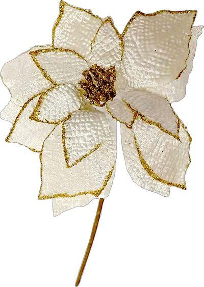 Kvet MagicHome Vianoce, Poinssetia, biela, stonka, veľkosť kvetu: 35 cm